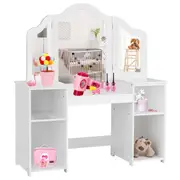Giantex Kids Dressing Table Makeup Vanity Table w/Storage Shelf Writing Study Desk White