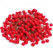 200pcs Artificial Holly Berries Mini 10 mm Christmas Fake Berries with Wire Stem
