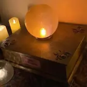 Halloween Handmade Gypsy Fortune Teller Crystal Ball lighted prop flame spiders
