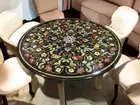 Black Marble Inlay Centre Table floral Design, Marble Side Table, Home Decor