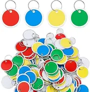 100pcs Metal Rim Key Tags, 1.22inch Round Paper Tags Blank Metal Tags Round Key Labels Key Tags with Ring for Luggage Backpack DIY Door Keys (Mixed Color)
