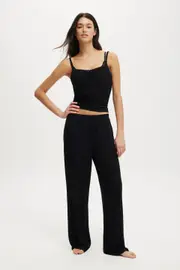 [Body] Body - Sleep Recovery Wide Leg Pant - Black S BLACK