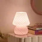 Mushroom Lamp-Small Bedside Table Lamp with Striped Glass, Nightstand Lamp fo...