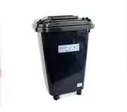 32L Storage Bin Trash Trolley Lid Dustbin Council Plastic Bins Kids Toy Storage BIN 4 Wheels (Black)