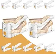 FENRUNXU Shoe Slots Organizer for Closet, Shoe Stacker Organizer Double Layer Stack Shoe Rack, Shoe Display Shelf 50% Space Saver Storage Holder for Closet, 12PACK