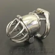 Stainless Steel Male Chastity Device Double-Lock Cage Men Metal Belt Kit Rings