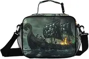 Insulated Lunch Box Ship Scary Sea for Women Men - Ideal for Work, Picnics - Includes Adjustable Shoulder Strap