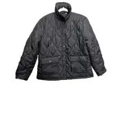 NWT Chicos Nylon Quilted Black Jacket Size 2 Leather Outer Floral Print Comfy