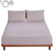 JIUMIWA Ground Sheet King Size with 5m Cord, 90% Organic Cotton + 10% Silver Fiber, Con ductive Earth Bed Sheets for Better Sleep and Wellness (White, King - 193x203x33cm)