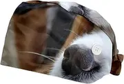 [WOSHJIUK] Working Hat 2 Pack Scrub Caps for Women,Cavalier King Charles Spaniel Dog,Tie Back Cap Adjustable Scrub Hat