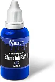 Veltec Self-Inking Stamp Refill Ink, Squeeze Bottle – 1 oz. (Blue)