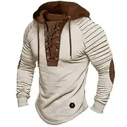 Men's T Shirt Tee Top Long Sleeve Shirt Long Sleeve Hooded Spring Fall Color Block Slim Pleated Fashion Designer Basic Lace up Patchwork Vacation Street Goin