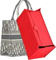 KESOIL Bag Organizer Insert,Tote Bag Insert For On The Go,Neverfull organizer,Book tote Bag Insert Organizer,Handbag Storage,Tote Bag Felt Insert with Zipper Bag (Red With Cover, XL)