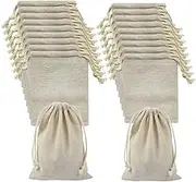 HAIKING Cotton Linen Drawstring Bag, 20 Pcs Reusable Cotton Muslin Bags for‌ Shopping,‌ Storage,‌ Dust Cover (2 Sizes)