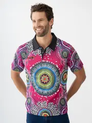 Indigenous Mens Pink Polo