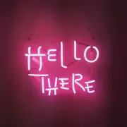 Hello There Pink Acrylic 14" Neon Lamp Sign Light With Dimmer