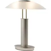 Avalon Modern 2-Tone 18.5 In. Nickel Table Lamp with Oval Canoe-Shaped Frosted G