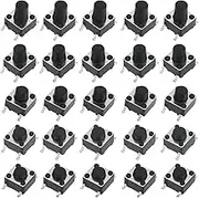 Create idea 100Pcs SMT SMD Momentary PCB Tactile Switch Set 4-Pin Touch Button Plug in Switches Black Cap Tact Button Switches 6x6x4.3/5/6/7/8mm