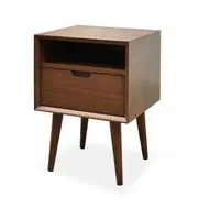 Asta SQ Wooden Bedside Table - Walnut