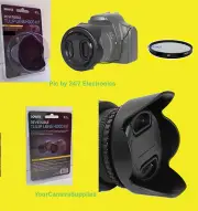 REVERSIBLE FLOWER HOOD+UV+LENS CAP+HOLDER to CAMERA PANASONIC DMC-FZ30 FZ72