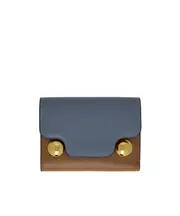 Light blue and brown leather Trunkaroo trifold wallet One size Opal/Cinnamon