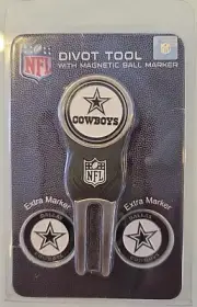 Nfl Dallas Cowboys Divot Tool with Magnetic Golf Ball Markers, New