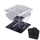 Fire Pit Charcoal BBQ Grill Camping Cooking Outdoor Portable Stainless Steel Sto