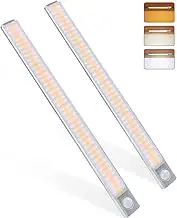 MERTTURM 160LED Rechargeable Under Cupboard Light(2pcs), Wireless Motion Sensor Closet Lights, 1800mAh Battery with Stepless Dimming, Magnetic Install for Wardrobe, Cabinet, Besides, Kitchen…