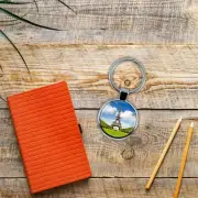 VILLA CRAFT Eiffel Tower Keychain with Epoxy Dome and Metal Keyring