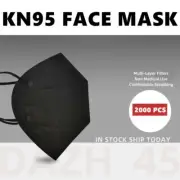 2000PCs Black KN95 Face Mask Adult Size Protective 5 Layer Disposable Mask