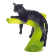 DAUM CRYSTAL BLACK PANTHER ON GREEN TREE FIGURINE #05027-4 BRAND NIB POWER F/SH