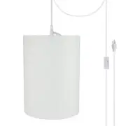1-Light White Plug-In Swag Pendant with White Hardback Drum Fabric Shade