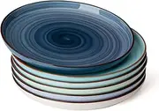 Sweese Dessert Plates, 7.4 Inch Porcelain Round Salad Plates, Appetizer Plates for Kitchen, Small Plates Set of 6, Dishwasher, Oven, and Microwave Safe, Cool Assorted Colors