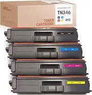 4 Pack TN346 TN-346 Toner Cartridge Compatible with Brother HLL8250CDN HLL8350CDW MFCL8600CDW MFCL8850CDW(1BK,1C.1M,1Y)