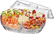 Ice Party Platter, Chilled Serving Tray, Ice Party Platter with Lid, 4 Compartments Appetizer Serving Tray on Ice for Party Bar Outdoor