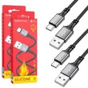 2X Borofone BX83 1M USB A to USB Type C Silicone Fast Charging Charger Data Sync Cable Cord (Black)