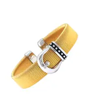 Buckle Silver & Stainless Steel 0.01 ct. tw. Diamond Bangle Bracelet