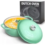Segretto Cookware Enameled Cast Iron Dutch Oven with Handle, 4.57 Quarts, Ver...