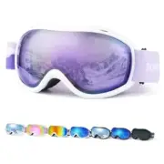 Supertrip Ski Goggles Men Women Anti-Fog Snow White Frame/Purple Lens(vlt 30%)