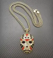 NEW ICE BLING JASON SKI MASK PIECE WITH CHAIN