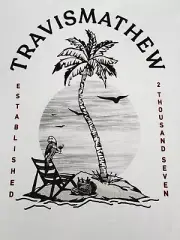TRAVIS MATHEW Shirt Summer Palm 100% Pima Cotton White Short Sleeve NWT Sm