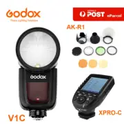 Godox V1-C Round Head Camera Flash+ Xpro-C Trigger for Canon + AK-R1 Accessory