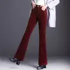 Lady Corduroy Bell Bottom Flares Pants Retro Bootcut Trouser High Waisted Plain