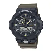 Casio G Shock Duo 2-Tone Utility Worldtime Stopwatch Alarm 200M Water Resistant Black Case Brown Resin Band GA710TU-1A3