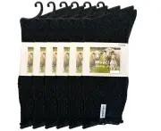 6 Pairs Premium Mens Wool Heavy Duty Thick Work Socks Cushion Woolen - Black