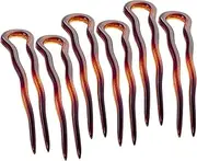 Parcelona French Mystic Large 3" Tortoise Shell Celluloid Made in France Set of 6 Wavy Crink U Shaped Chignon Hair Pins Updo Bun Pin Sticks for Women and Girls