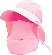 [Ｓｉｍｈｏａ] Women Sun Hat Visor Cap Finshing Hat with Face Cover Neck Flap for Hiking Tea Picking Garden Construction Site Solid Color