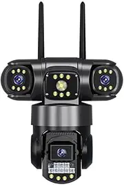 6MP HD Night Vision Triple Lens Triple Screen Surveillance Camera With Motion And Human Form Detection, Two-Way Audio, IP66 Waterproof, 4G/WiFi/Wired For Indoor And Outdoor Surveillance(WIFI Cam Add 6