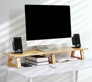 Monitor Stand, Monitor Riser with Storage for Computer Desk, Desktop Organizer Stand for Computer, Laptop, Printer, Bamboo (Large 106 cm (Dual Monitor Stand))