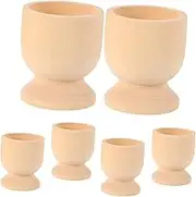 ULTECHNOVO 6pcs Wooden Egg Holder for Easter DIY Projects Unfinished Rustic Egg Cups for Crafting for Spring Wedding Table Decor and Parties